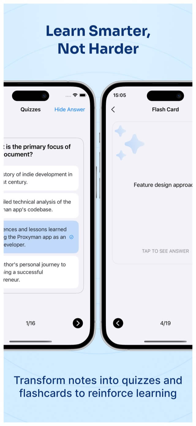AI Meeting Notes quiz and flashcards generated from a note