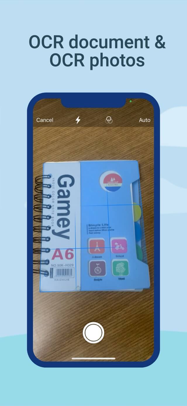 AI Speech & Translation scanning a document with the camera