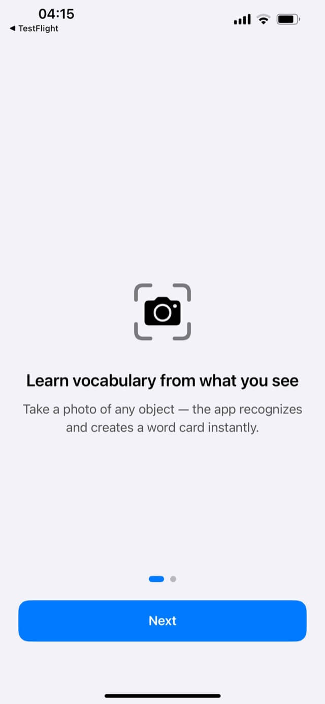 Capword onboarding: learn vocabulary from what you see