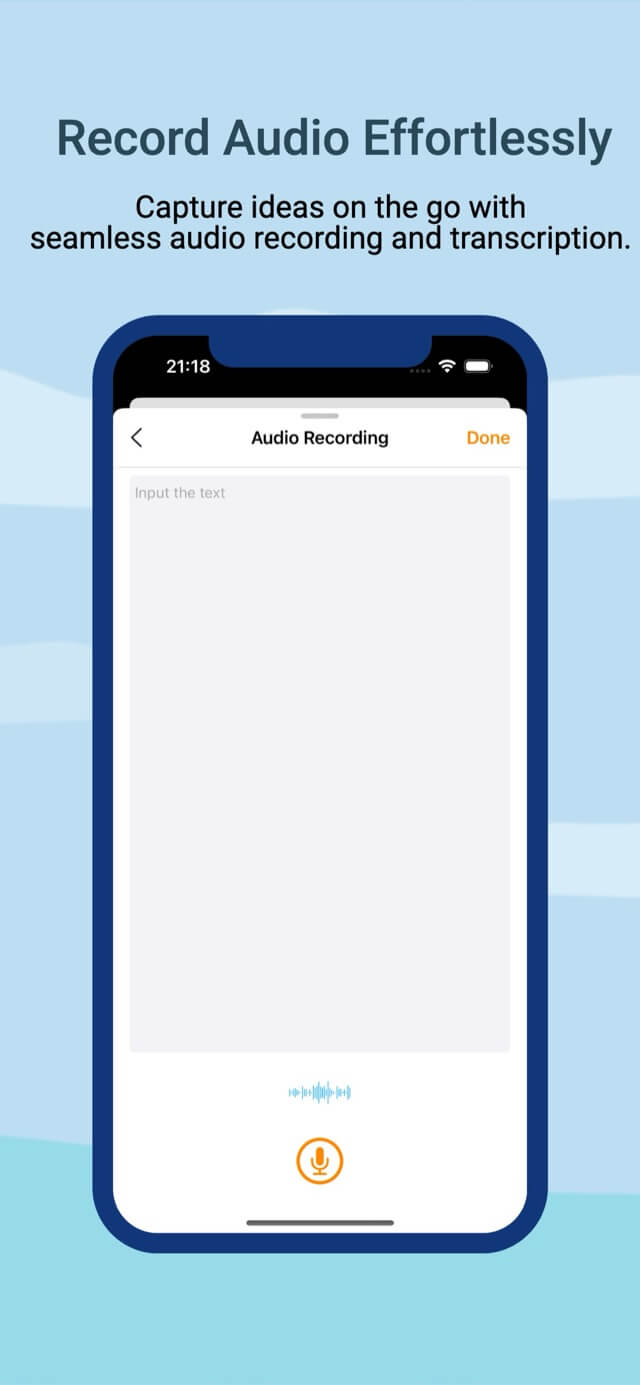 Tube Summary recording audio for transcription